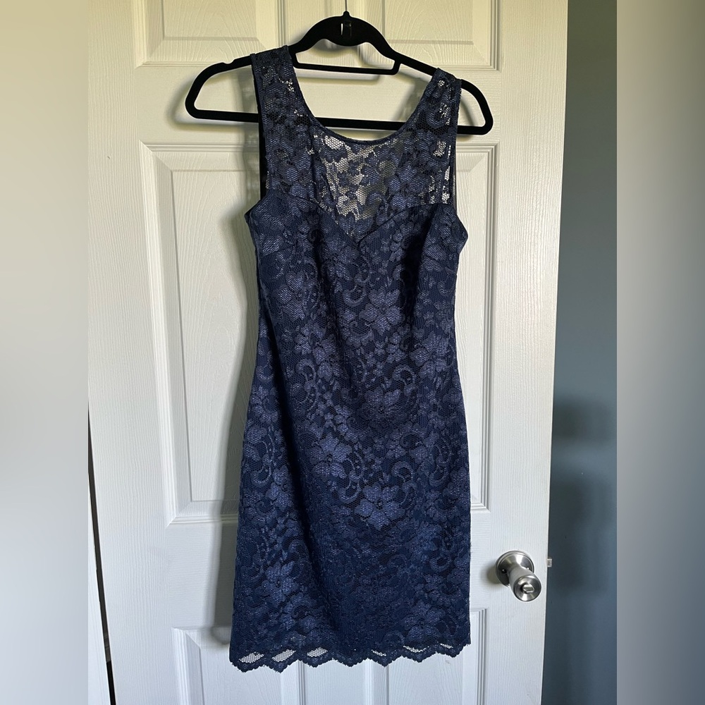 Guess Navy Lace Midi Dress